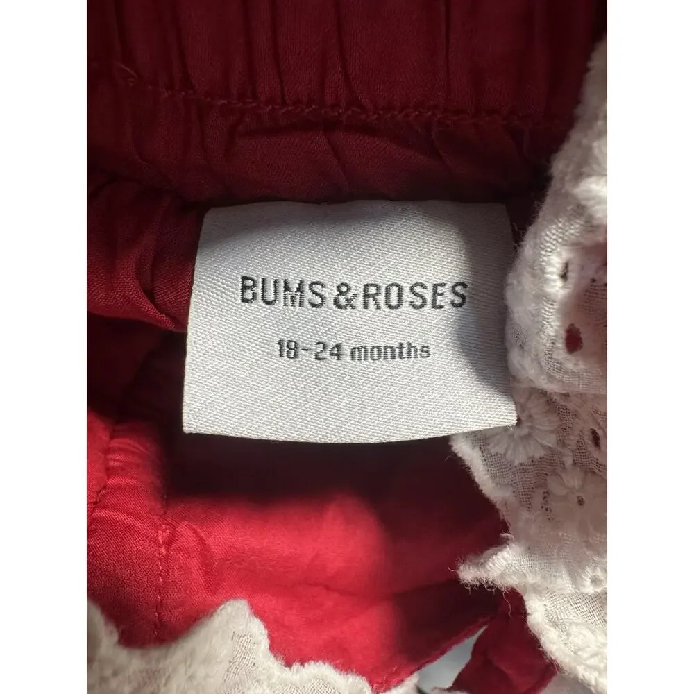 Bums & Roses Baby Girl 18-24M Red Velvet Christmas Ruffle Romper NWT